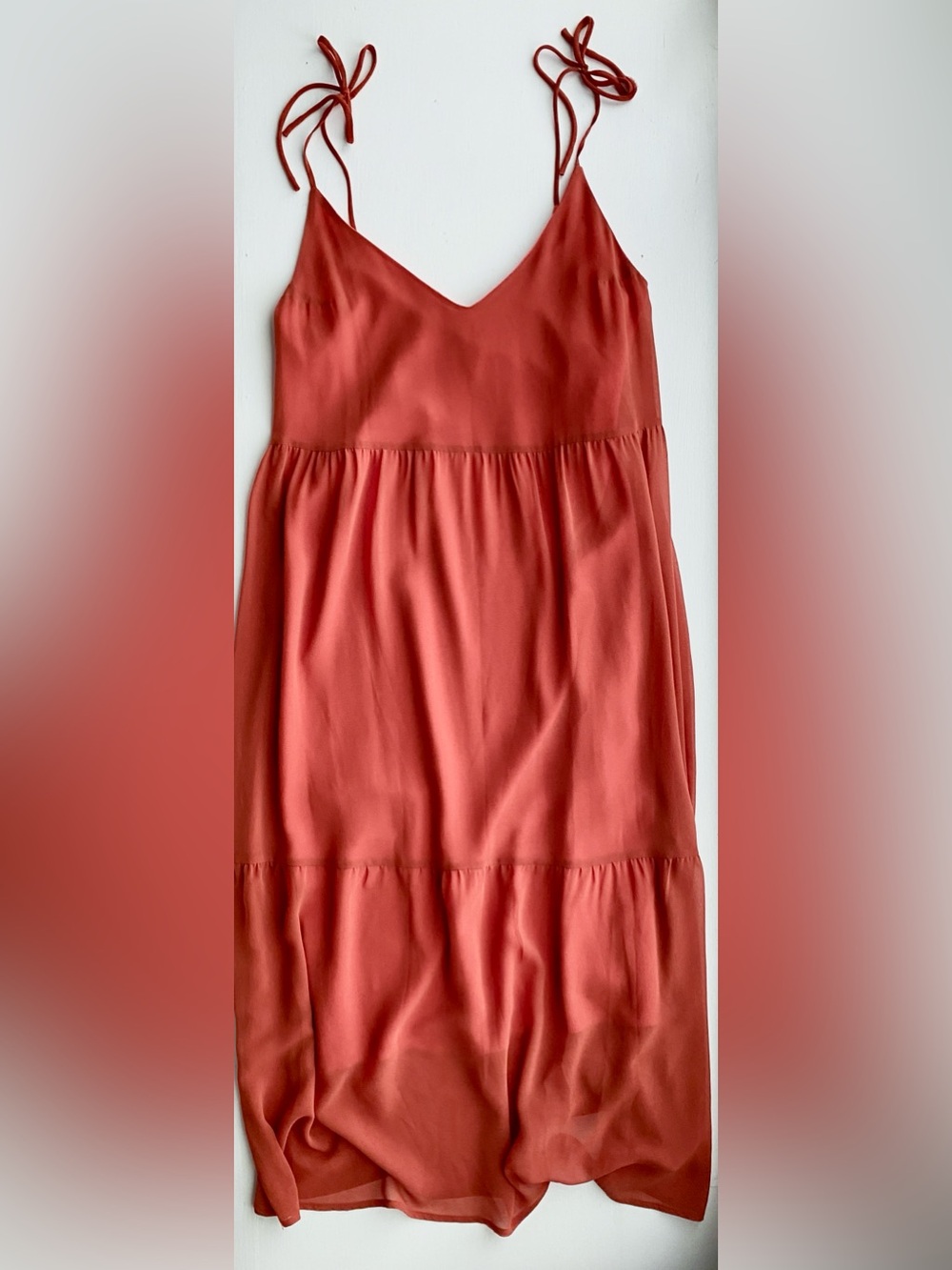 *LIKE NEW* Park & Fifth Coral Orange Tiered Midi Dress